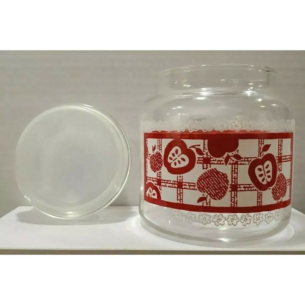 COUNTRY STYLE GLASS RED APPLE CANISTERS / JAR - Picture 6 of 7